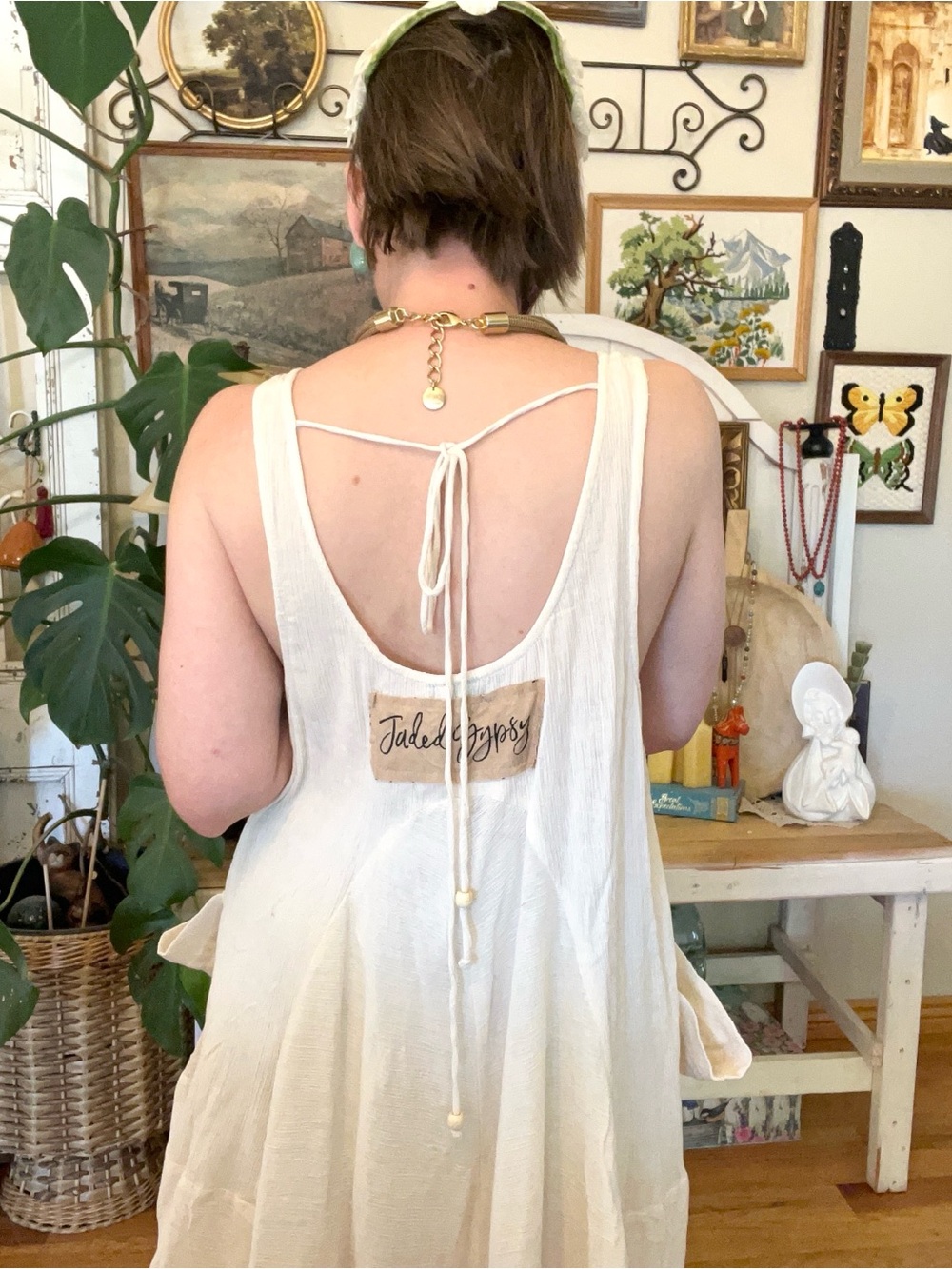 New! Jaded Gypsy “Charlie” 100% Cotton Gauze Oversized Tunic Light Ivory - Picture 4 of 8